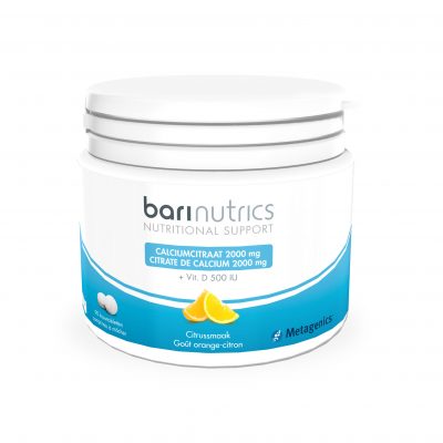 BariNutrics kalcijev citrat pomaranča-limona 90 žvečljivih tablet (360 g) kalcij tablete